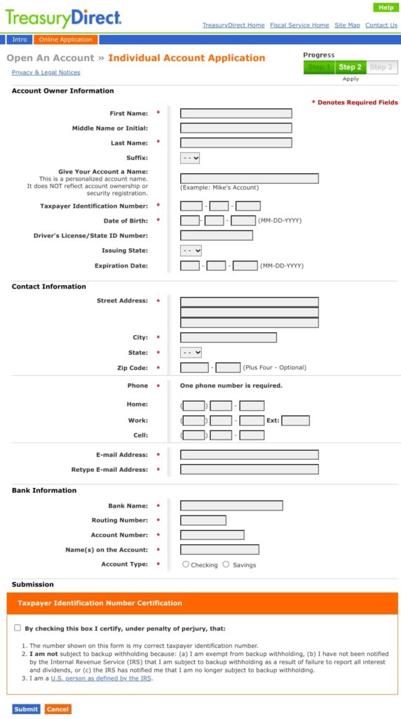 TreasuryDirect - User Information