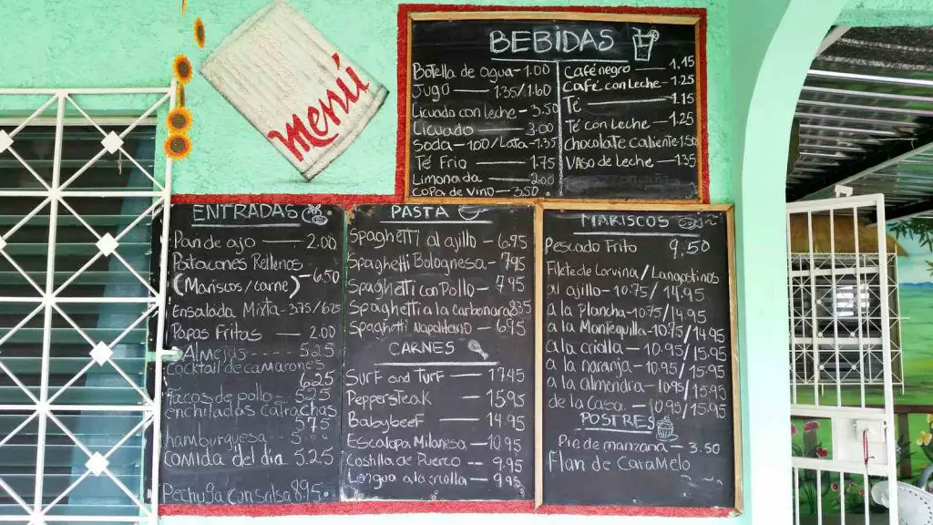 Panama Vacation - Part 1 - Nueva Gorgona and Anton Valley - Rincón Catracho menu