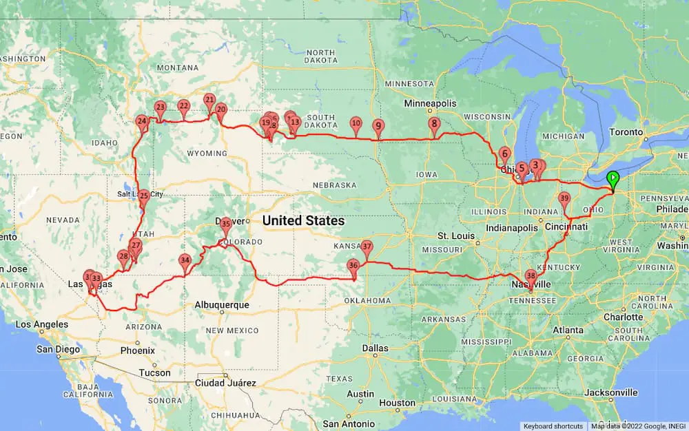 2022 Summer Road Trip Map