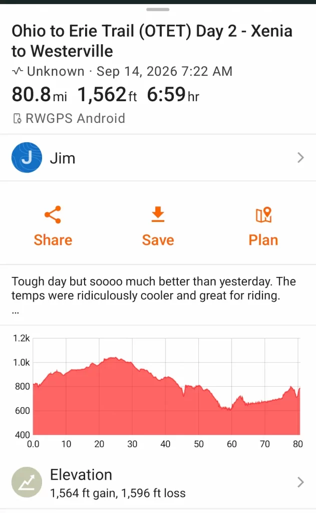 OTET Ride with GPS - Day 2