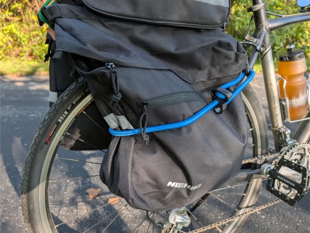 My bike pannier bungee fix