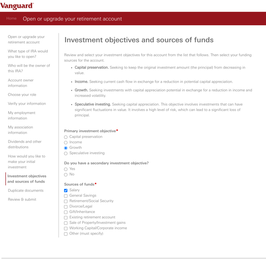 Vanguard - Investment objectives