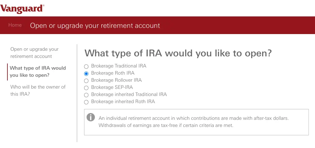 How and Why To Open a Custodial Roth IRA at Vanguard - Type of IRA