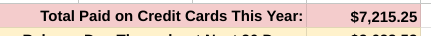 Spreadsheet to Track Upcoming Credit Card Bills - Total credit card payments for the year