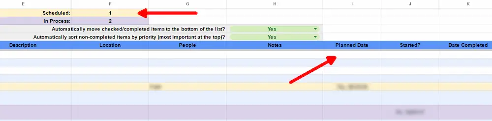 Bucket List - Planned Date and Schedule