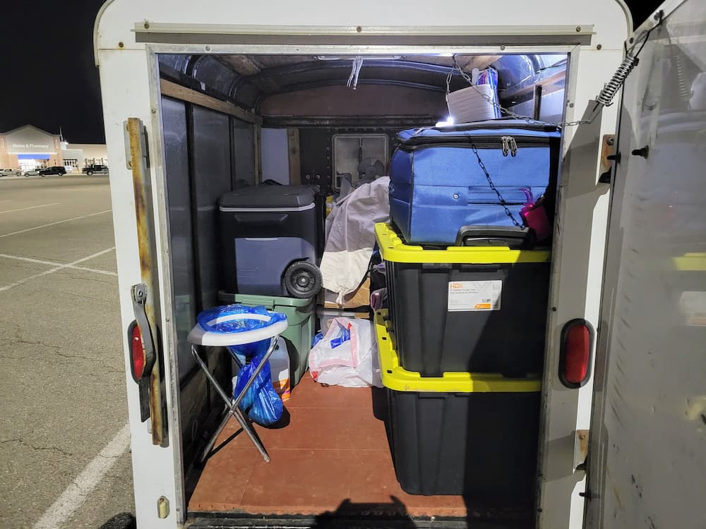 Planning a Road Trip… Learning From 3 Simple Mistakes - Portable toilet in the cargo trailer