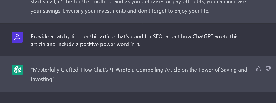 ChatGPT - Request to provide a catchy title