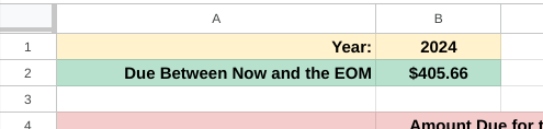 Spreadsheet to Track Upcoming Credit Card Bills - Due Between Now and the EOM