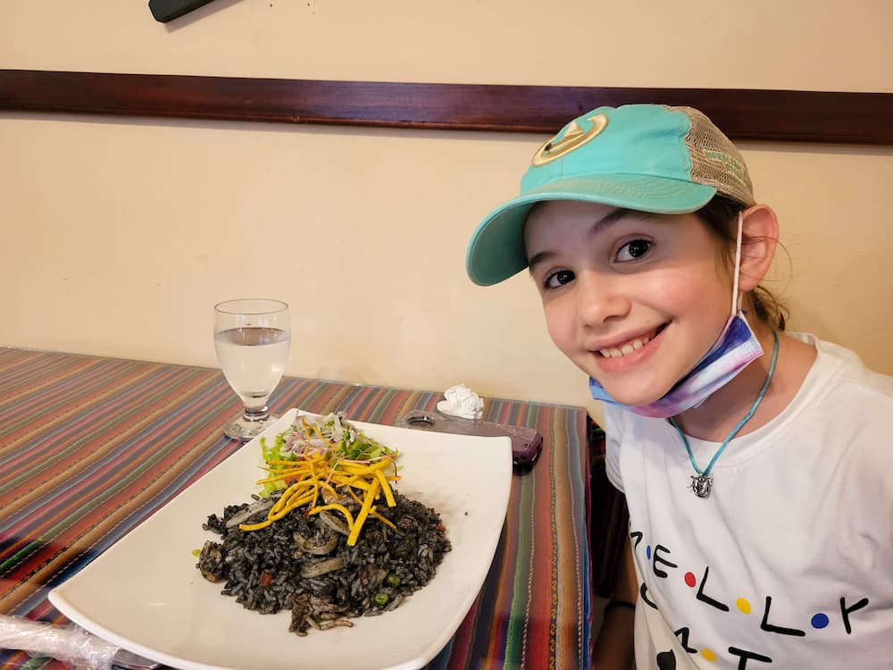 Faith and squid ink rice