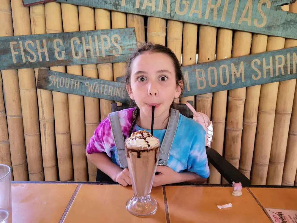 Faith enjoying a frappe at Big Daddy's Grill