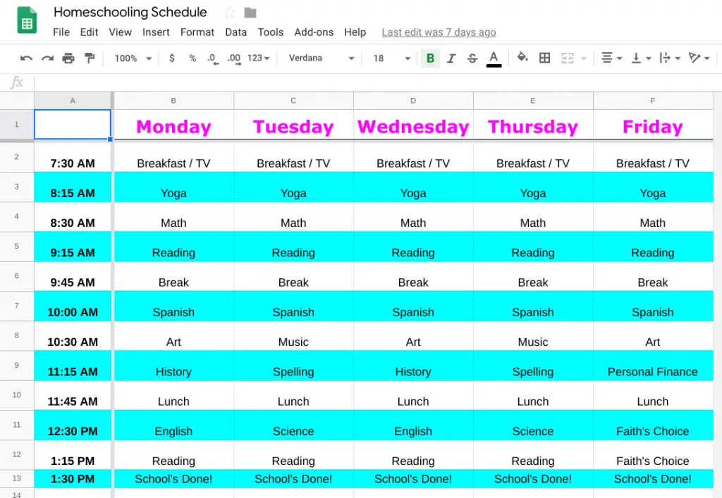 Our First Week of Homeschooling in Panama - Faith's Homeschooling Schedule