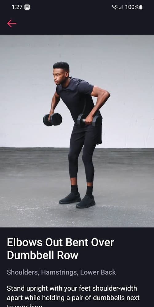 Fitbod - Elbows Out Bent Over Dumbbell Row