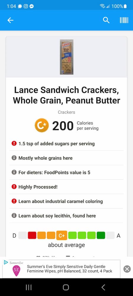 The Art of Self-Improvement: My Journey to Living a Healthier Lifestyle - Fooducate - Lance Whole Grain Peanut Butter Crackers