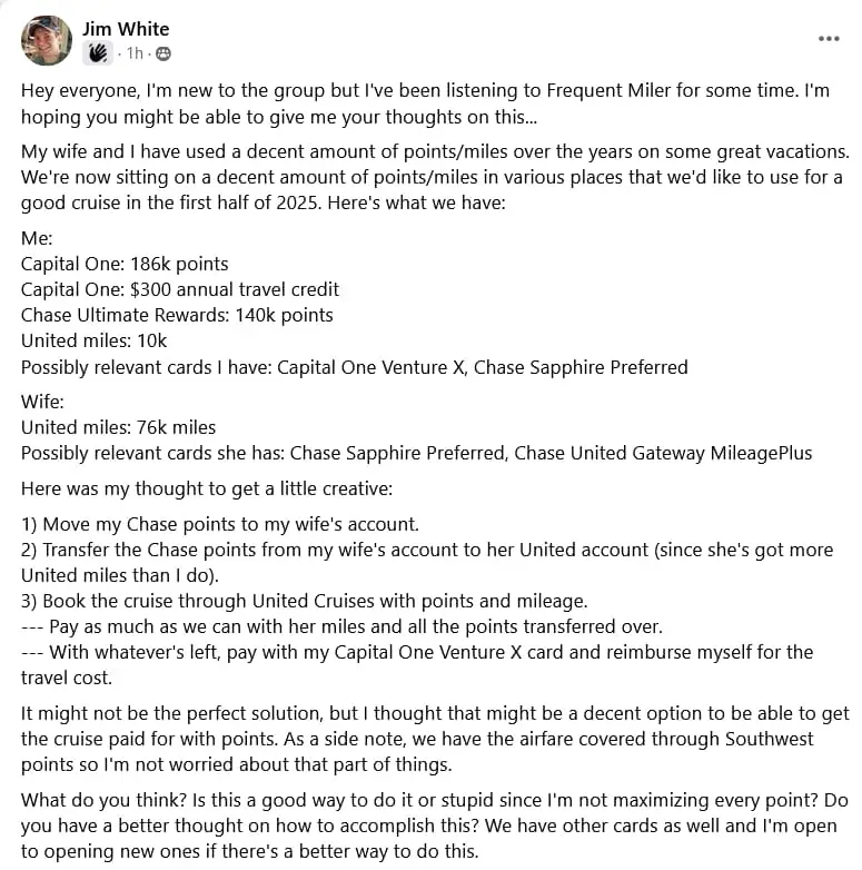 Frequent Miler Insiders Facebook Post