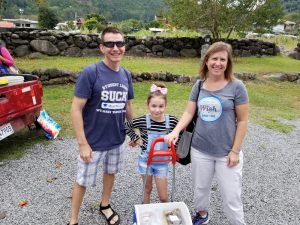 Jim, Faith, and Lisa... and their cooler cart