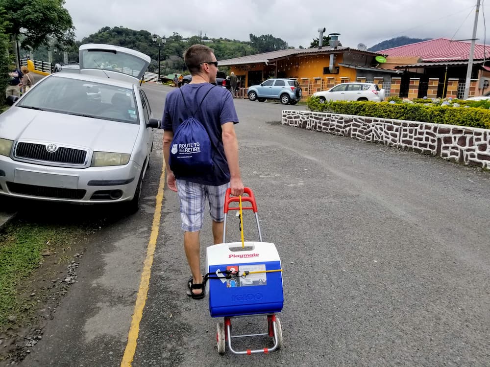 A man with his cart and cooler...