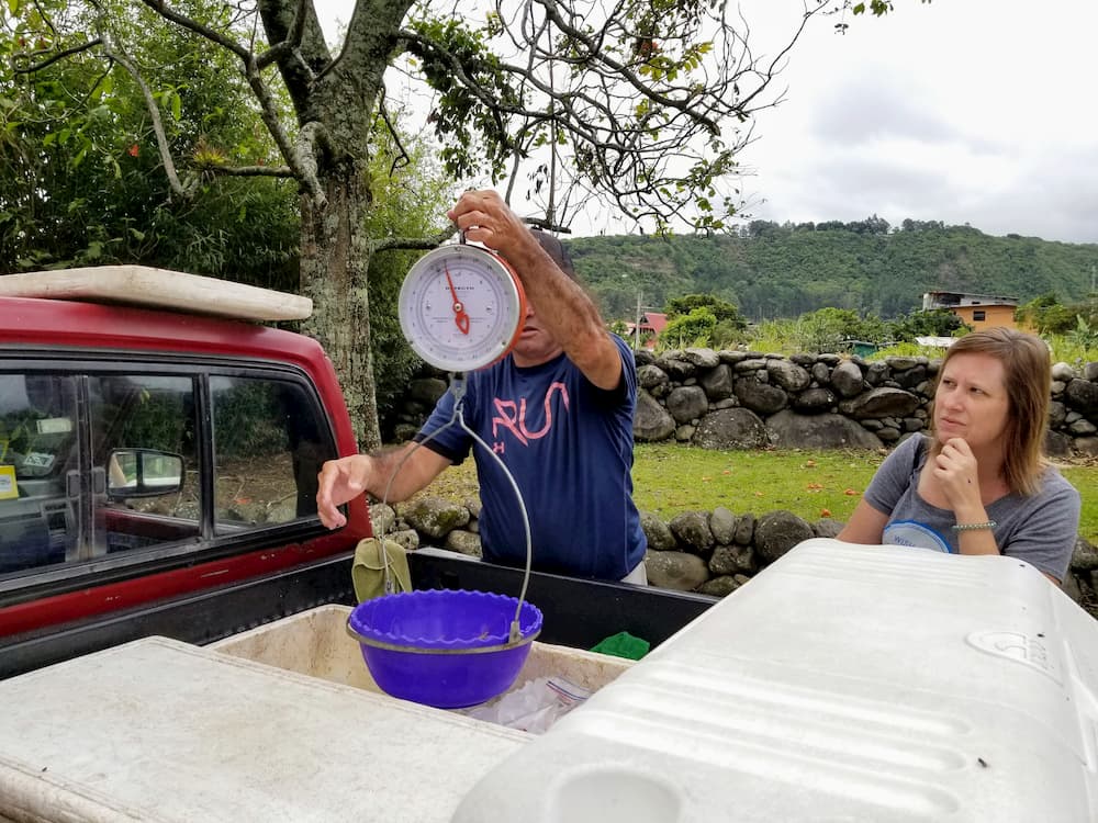 Miguel the fishmonger and Lisa