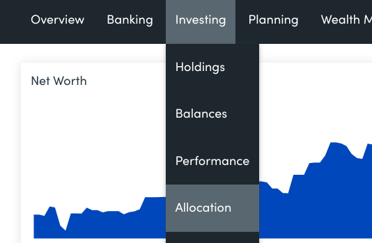 Empower (formerly Personal Capital) - Allocation Menu Item