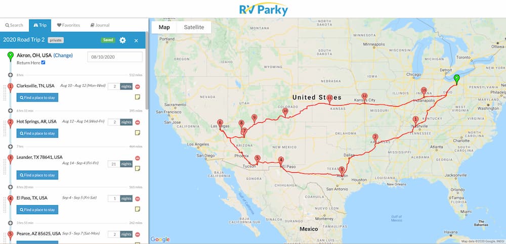 RV Parky - Cities and Sites