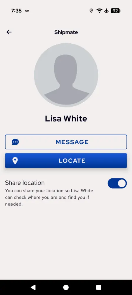 Princess Cruises - Locate a person