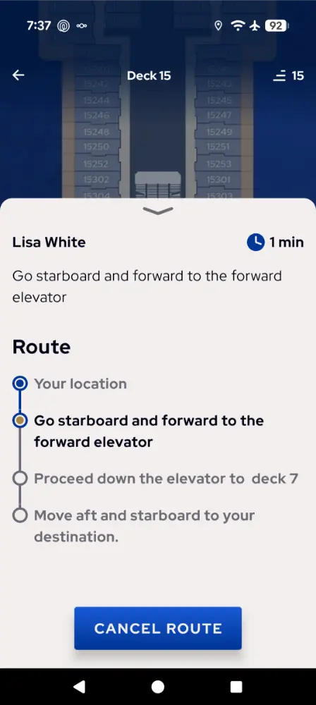 Princess Cruises - Locate a person
