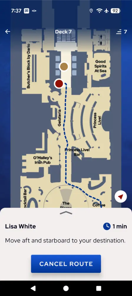 Princess Cruises - Locate a person