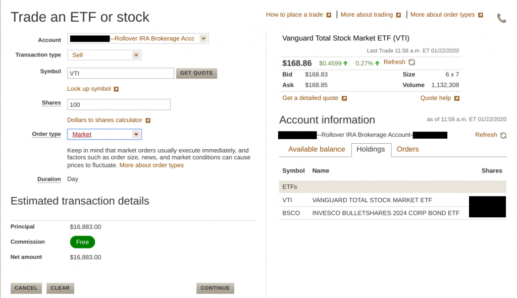 Vanguard - Sell Shares Details