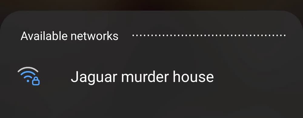 WiFi Hotspot - Jaguar murder house